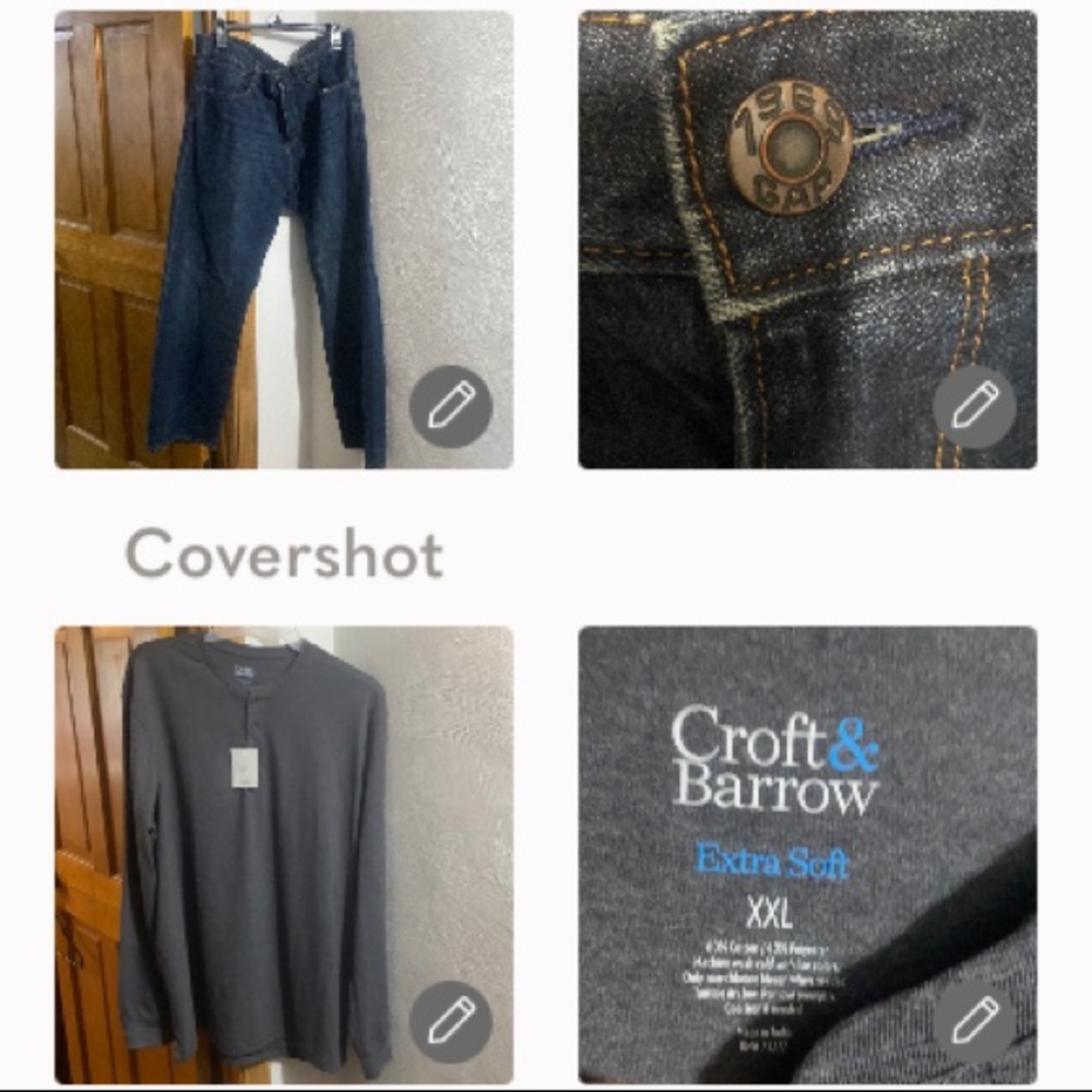 GAP 1969 Premium Jeans 38x32L & C&B soft Henley XXL